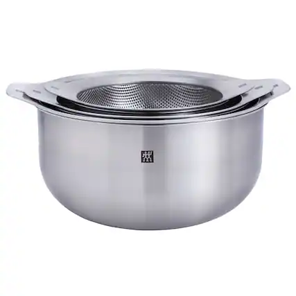 Front. ZWILLING - ZWILLING Prep 6-pc Brushed Stainless Steels Nesting Bowls & Strainers Set - Stainless Steel.