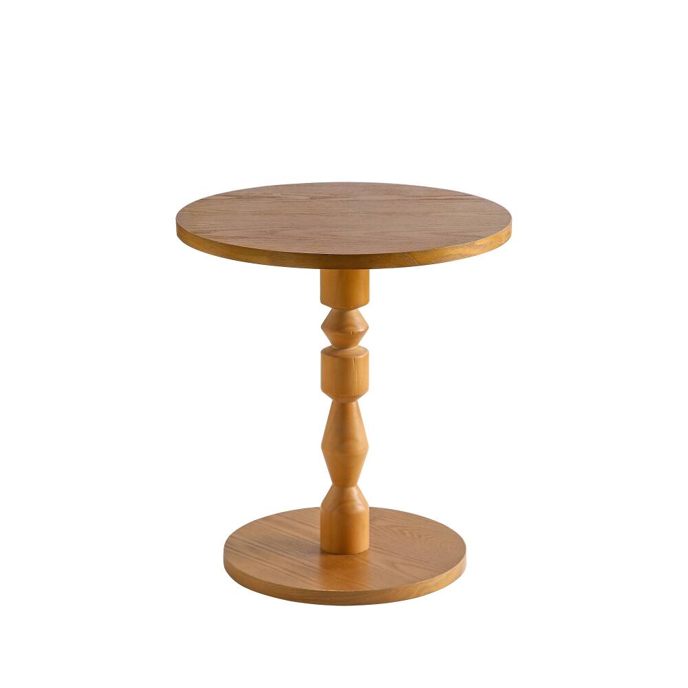 Alt View 3. Loheer - Loheer Round Side Table Light Oak Spindle Leg Mid-Century Modern Solid Wood Pedestal End Table for Living Room - Light Oak.