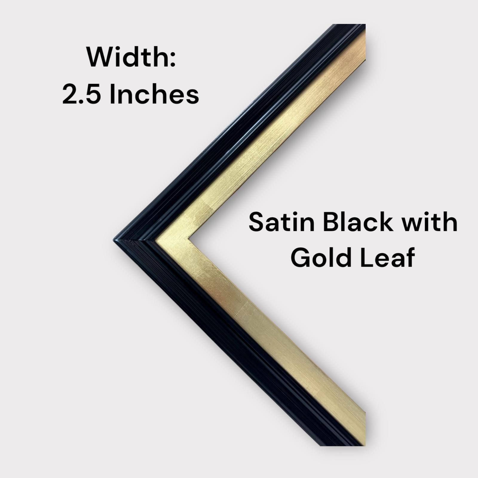 Width: 2.5 Inches  
Satin Black with Gold Leaf