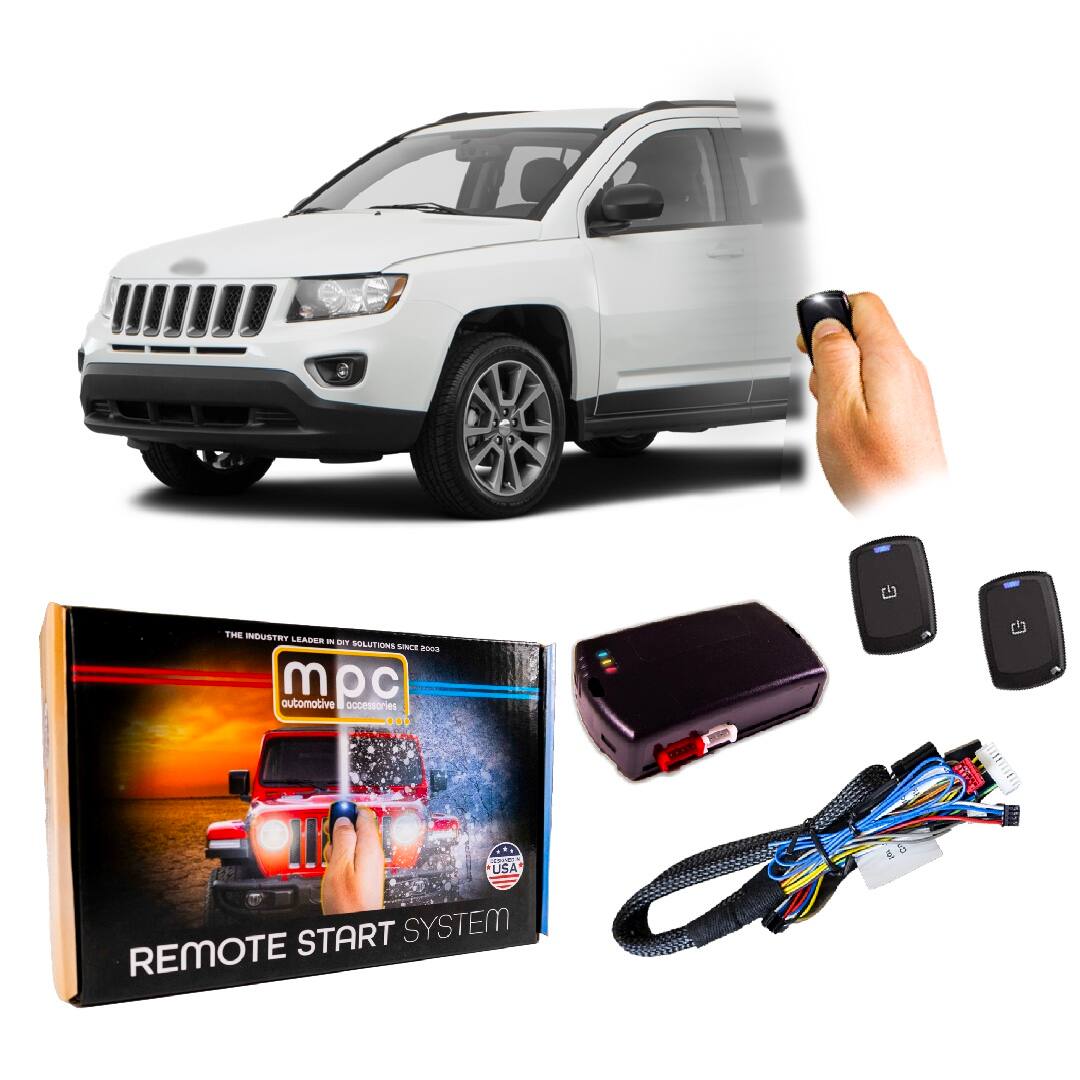 MPC - 1-Button Remote Start Kit For 2008-2017 Jeep Compass - T-Harness - Key-to-Start - Black