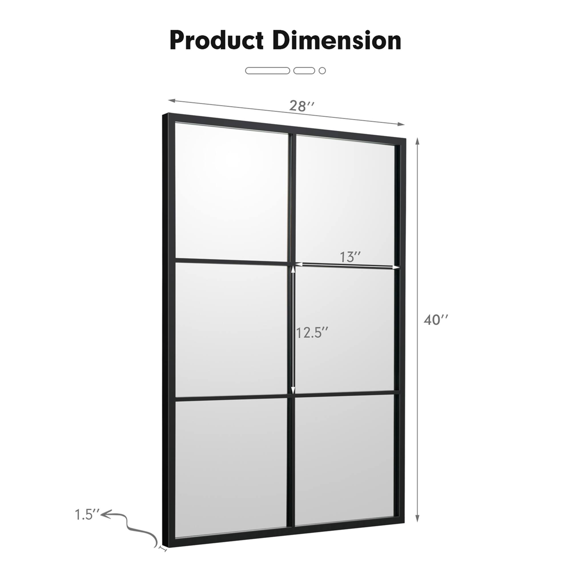 Product Dimension

- Width: 28"
- Height: 40"
- Depth: 1.5"
- Panel Size: 13" x 12.5"