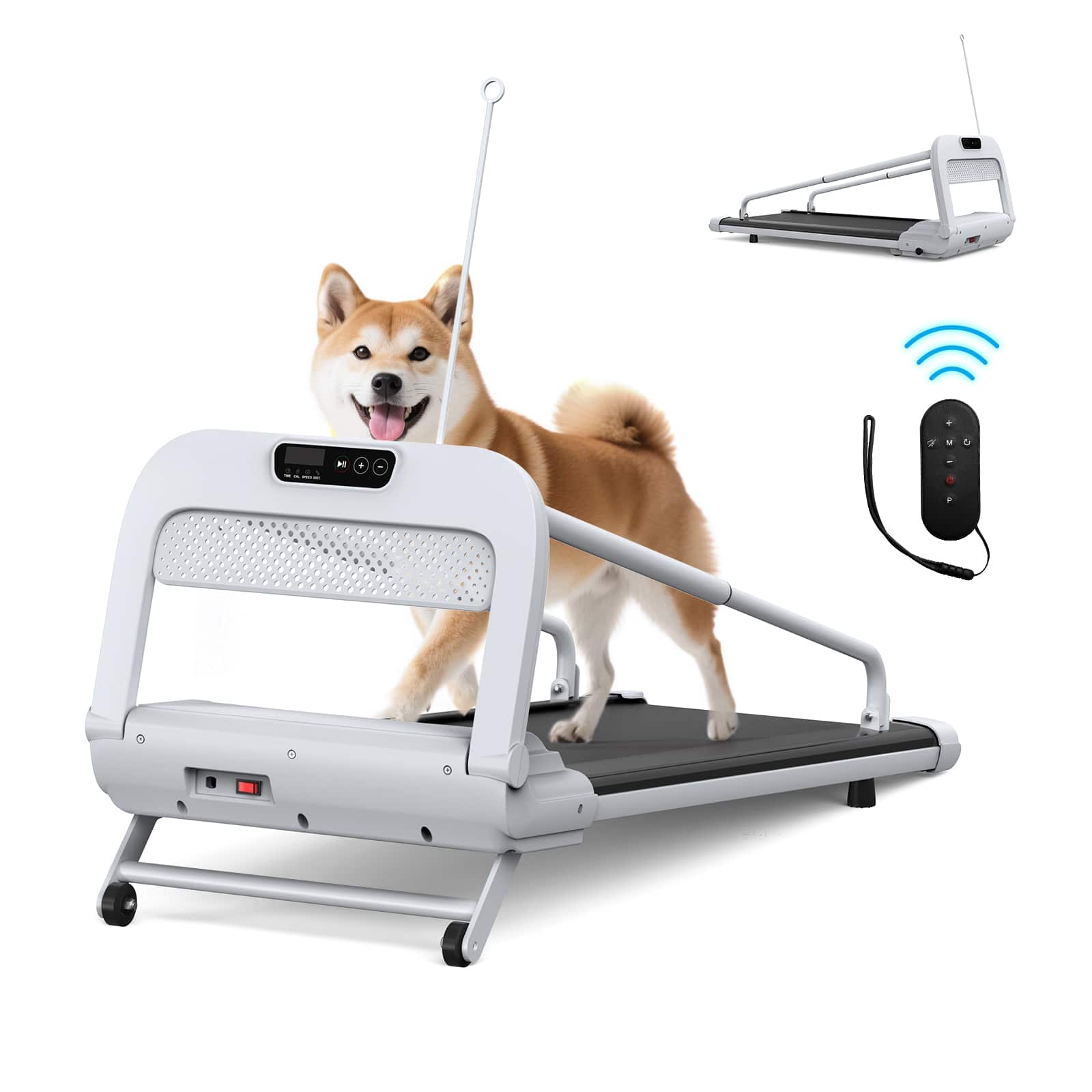 Tiramisubest - 2025 Adjustable Speed Quiet Smart Pet Treadmill for Small/Medium Dogs with Spacious Running Area - White