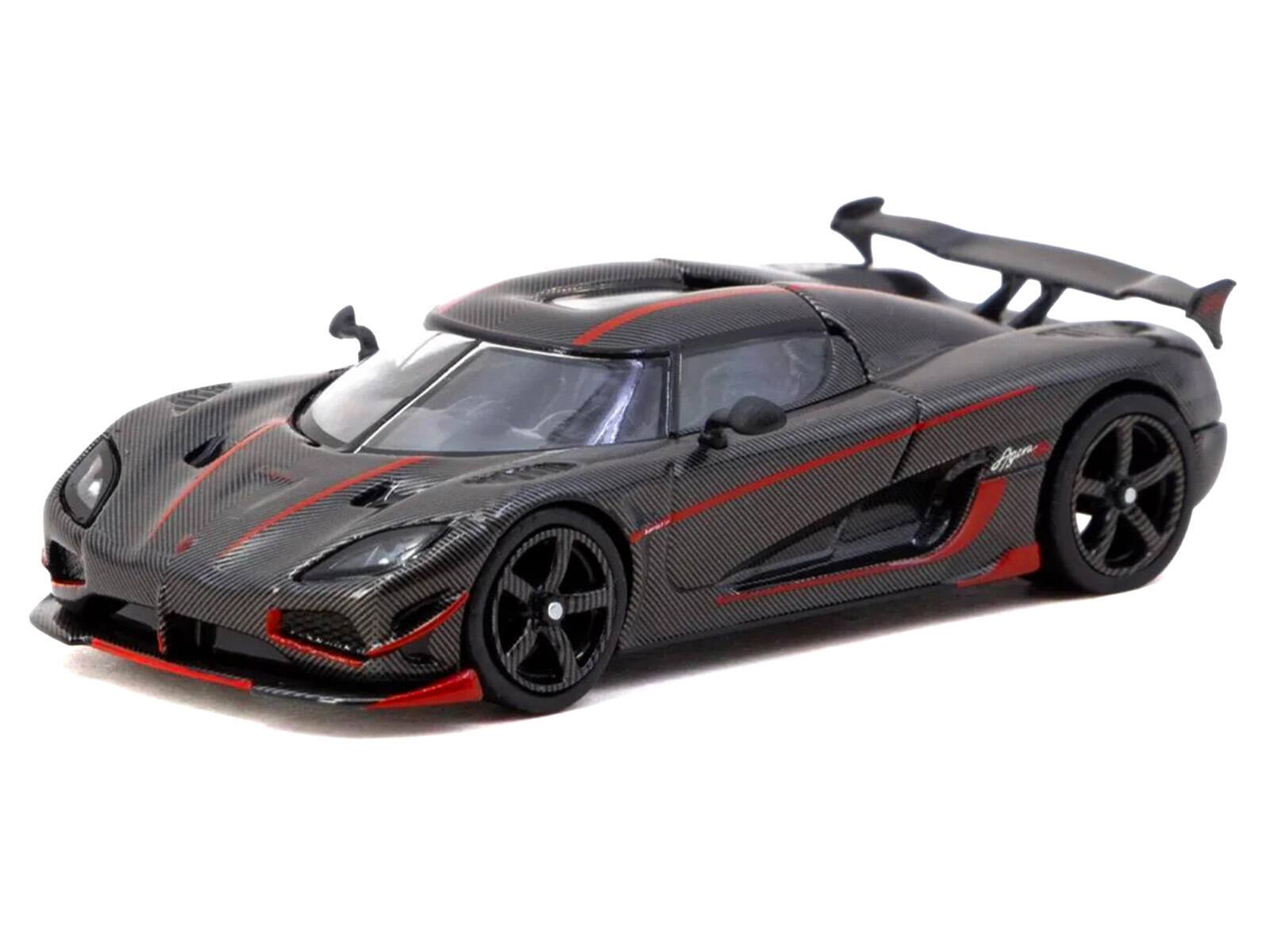 Alt View 1. Tarmac Works - Koenigsegg Agera RS Black Carbon with Red Accents "Global64" Series 1/64 Diecast Model Car by Tarmac Works.