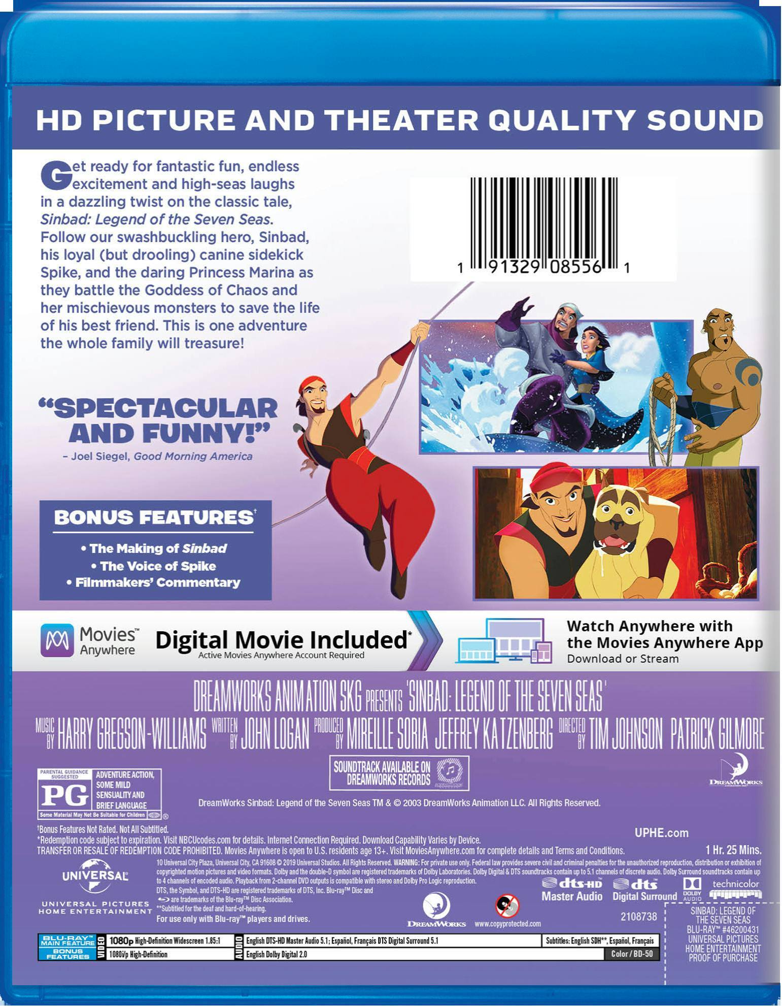 Angle. Sinbad: Legend of the Seven Seas (Blu-ray + Digital Copy) [Blu-ray].