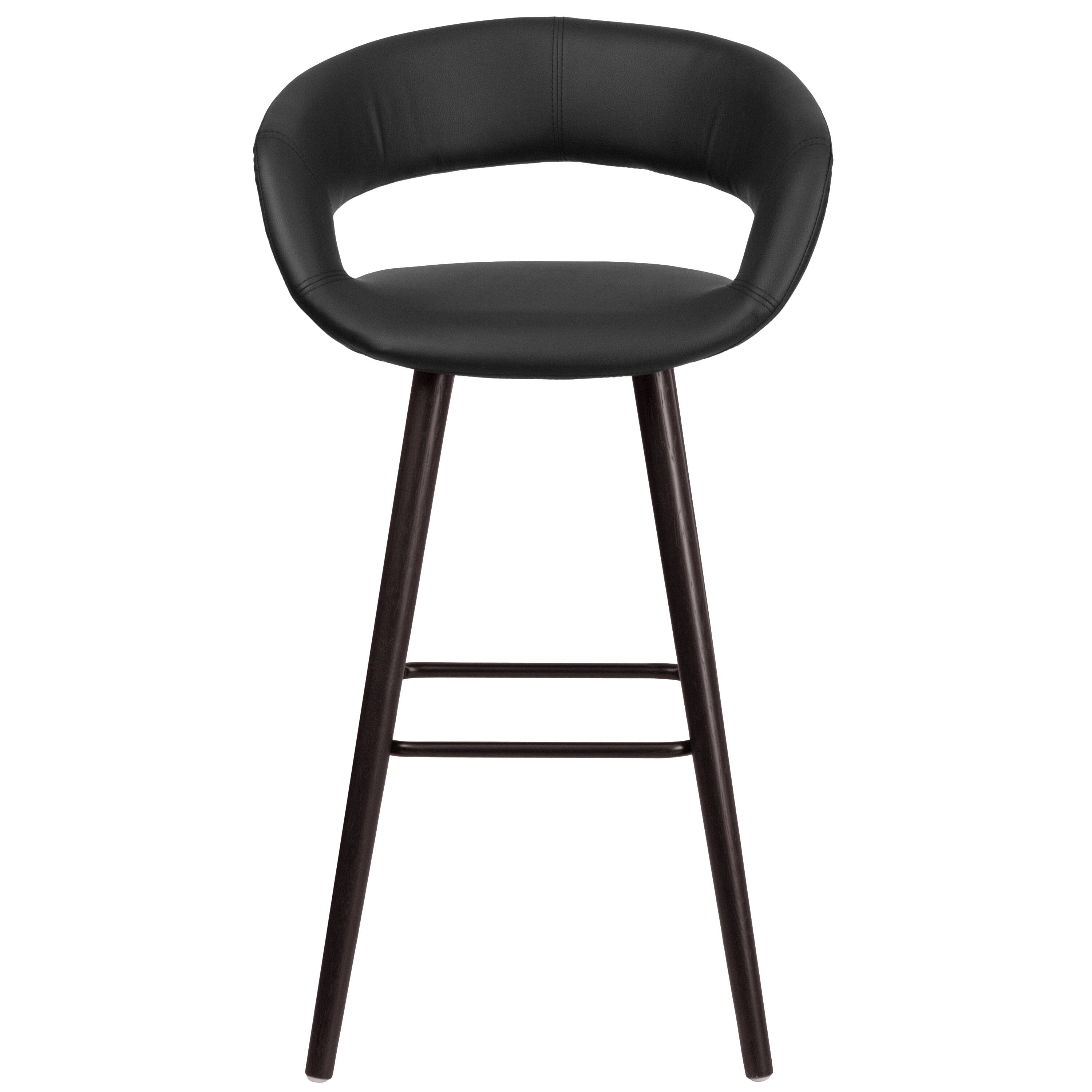 Alt View 7. Emma + Oliver - 29"H Wood Rounded Open Back Barstool - Black.