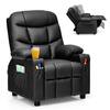 Front. Costway - Costway Kids Youth Recliner Chair PU Leather w/Cup Holders & Side Pockets - Black.
