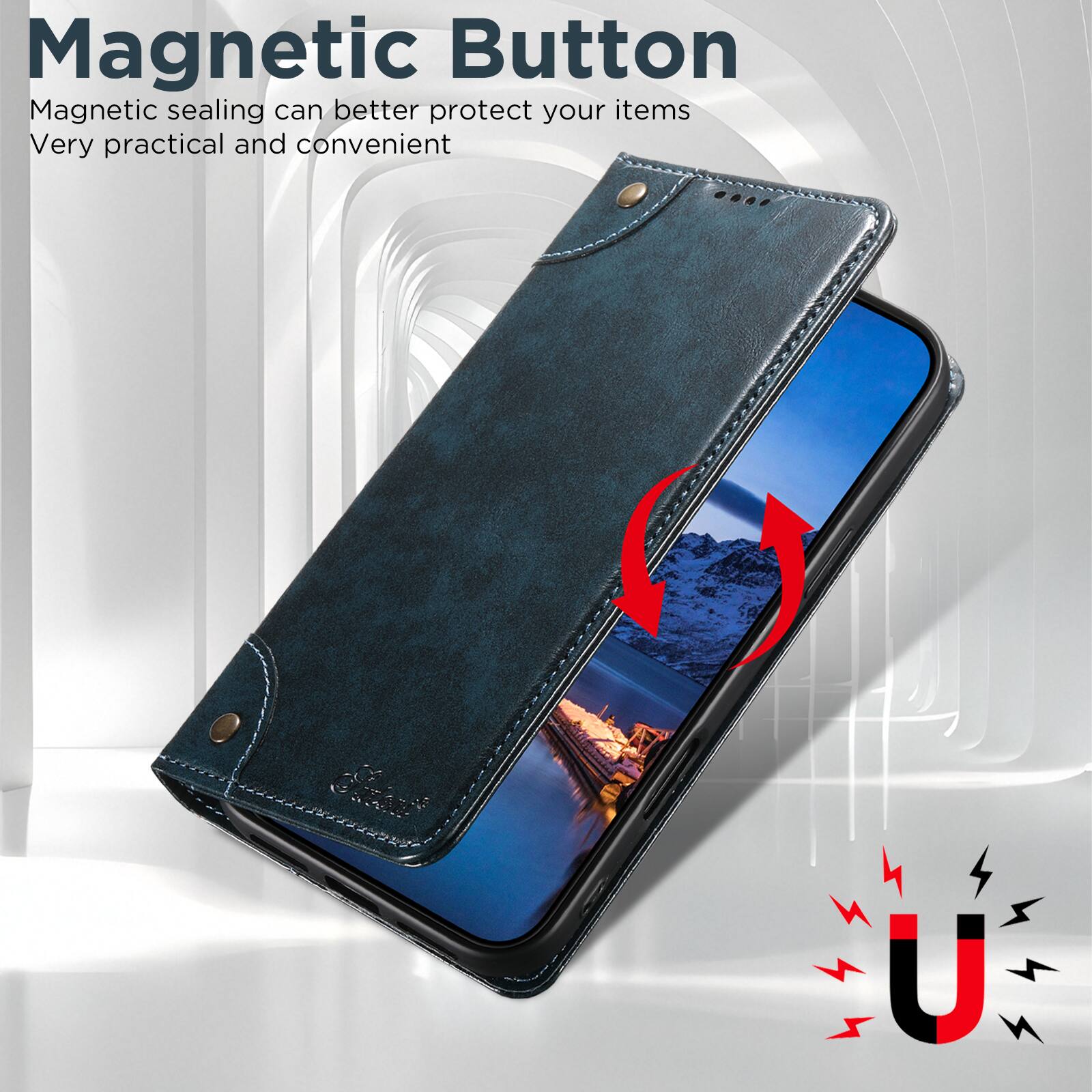Magnetic Button  
Magnetic sealing can better protect your items  
Very practical and convenient