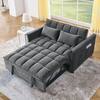 Front. Kadyn - 54 Inch Adjustable Backrest Sofa, Sofa Bed, Futon Sofa with Double Armrest and Pouch for Living Room - Medium grey.