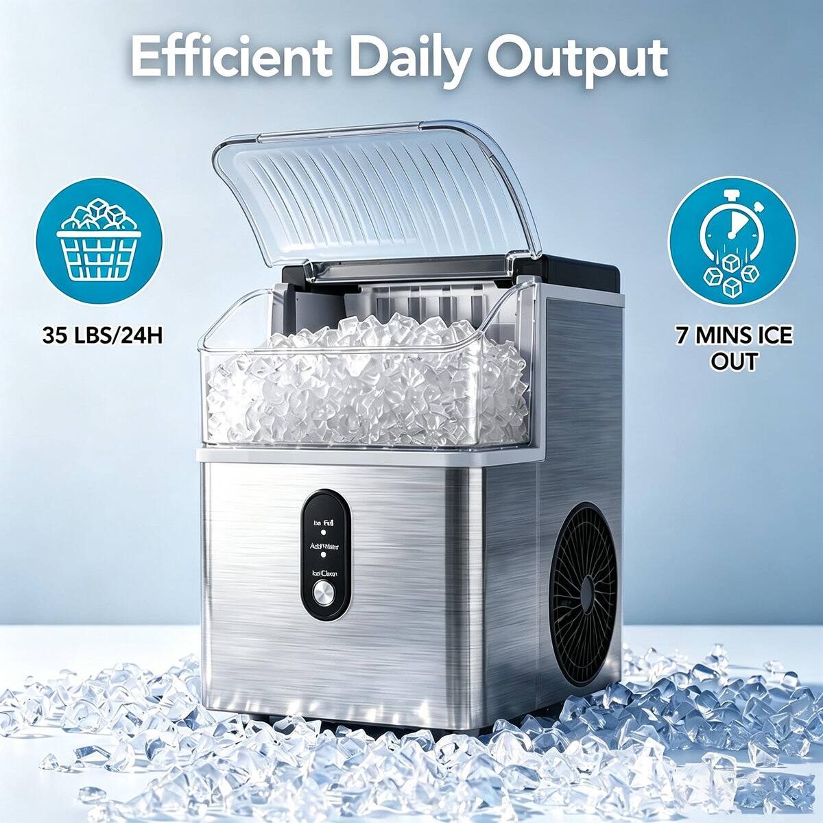Electactic 33 lb Ice Per day Portable/Countertop Nugget Ice Maker ...