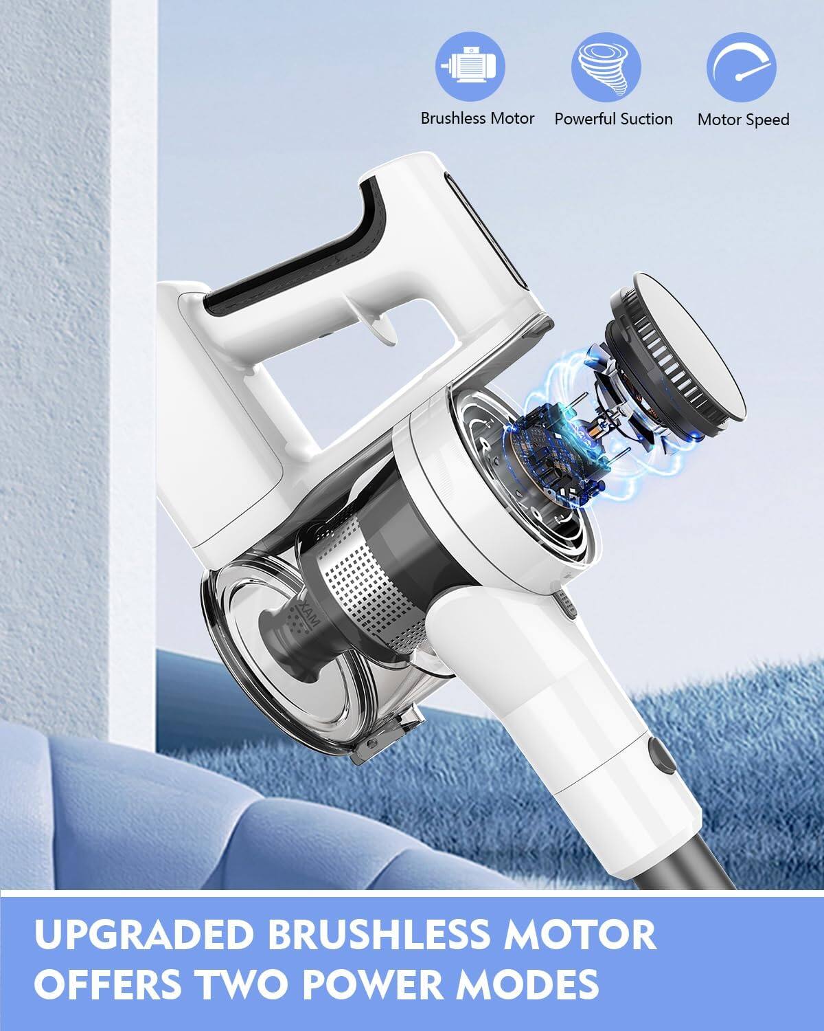 Brushless Motor Powerful Suction Motor Speed

UPGRADED BRUSHLESS MOTOR OFFERS TWO POWER MODES