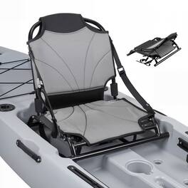 VEVOR - Kayak Seat, 1 Pack 1.3" Raised Height, Universal Foldable Canoe Seat with Adjustable Back Support, Adjustable Straps - Black & Gray