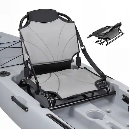 Front. VEVOR - Kayak Seat, 1 Pack 1.3" Raised Height, Universal Foldable Canoe Seat with Adjustable Back Support, Adjustable Straps - Black & Gray.