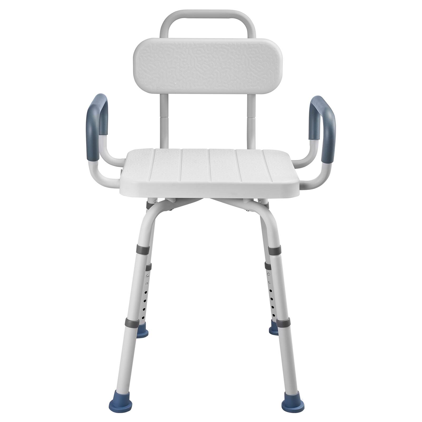 Alt View 5. VEVOR - Swivel Shower Chair with Arms and Back, 400 lbs Heavy Duty Bench Seat for Inside Shower Stall and Bathtub - White.