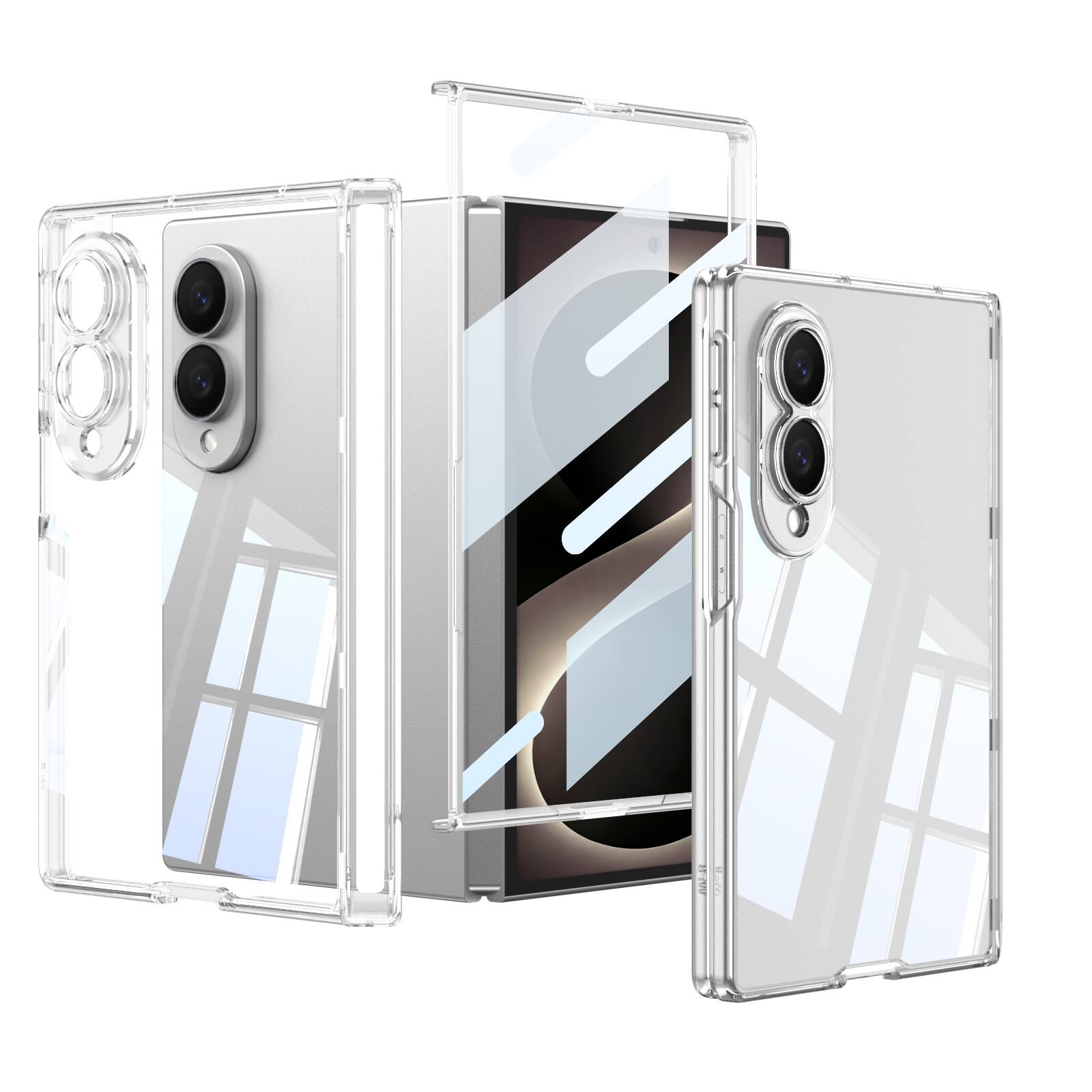 Front. Dteck - Hinge Protection Case for Samsung Galaxy Z Fold8 with Built-in Screen Protector,Slim Shock-Absorbent Rugged Clear Cover - Clear.