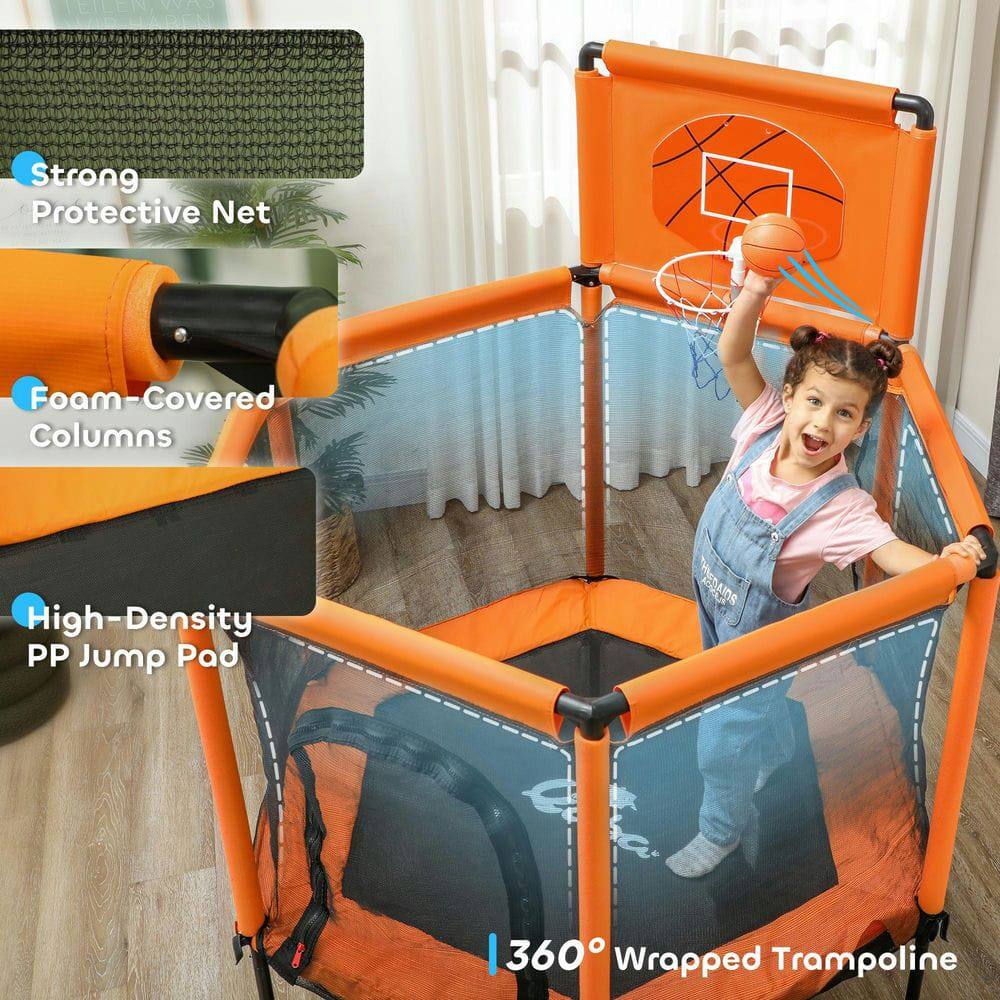 - Strong Protective Net
- Foam-Covered Columns
- High-Density PP Jump Pad
- 360° Wrapped Trampoline