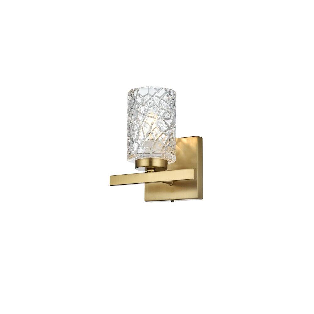 Left. Living District - Cassie 7 inch Wall Sconce in Satin Gold - Satin Gold And Clear.