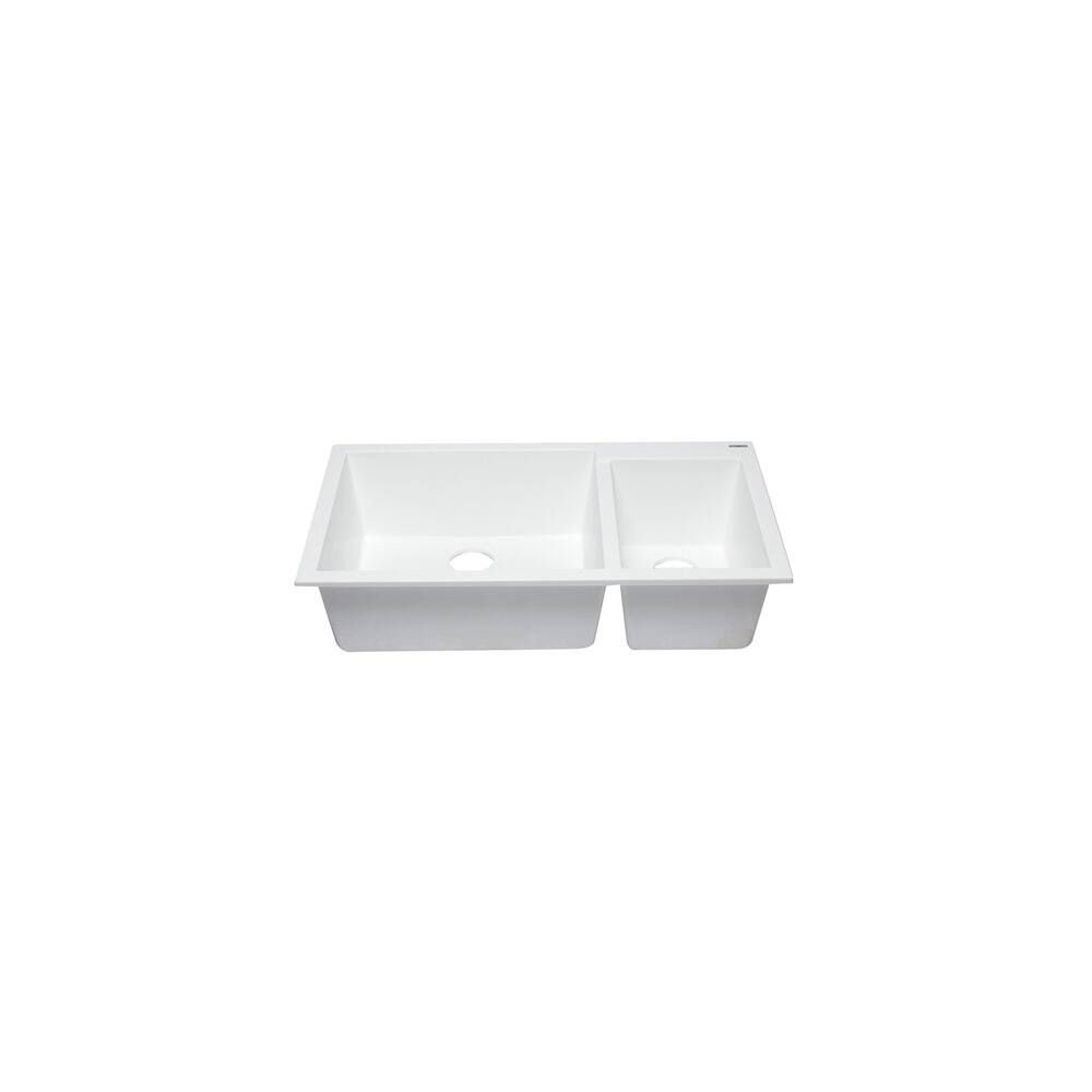 Alt View 4. Alfi - ALFI brand White 34 Double Bowl Undermount Granite Composite Kitchen Sink - White.