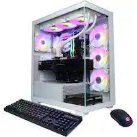 CyberPowerPC - Gaming Desktop - Intel Core Ultra 9 285K - NVIDIA GeForce RTX 5080 16GB - 64GB DDR5 - 4TB PCIe 4.0 SSD - White - Angle_Zoom