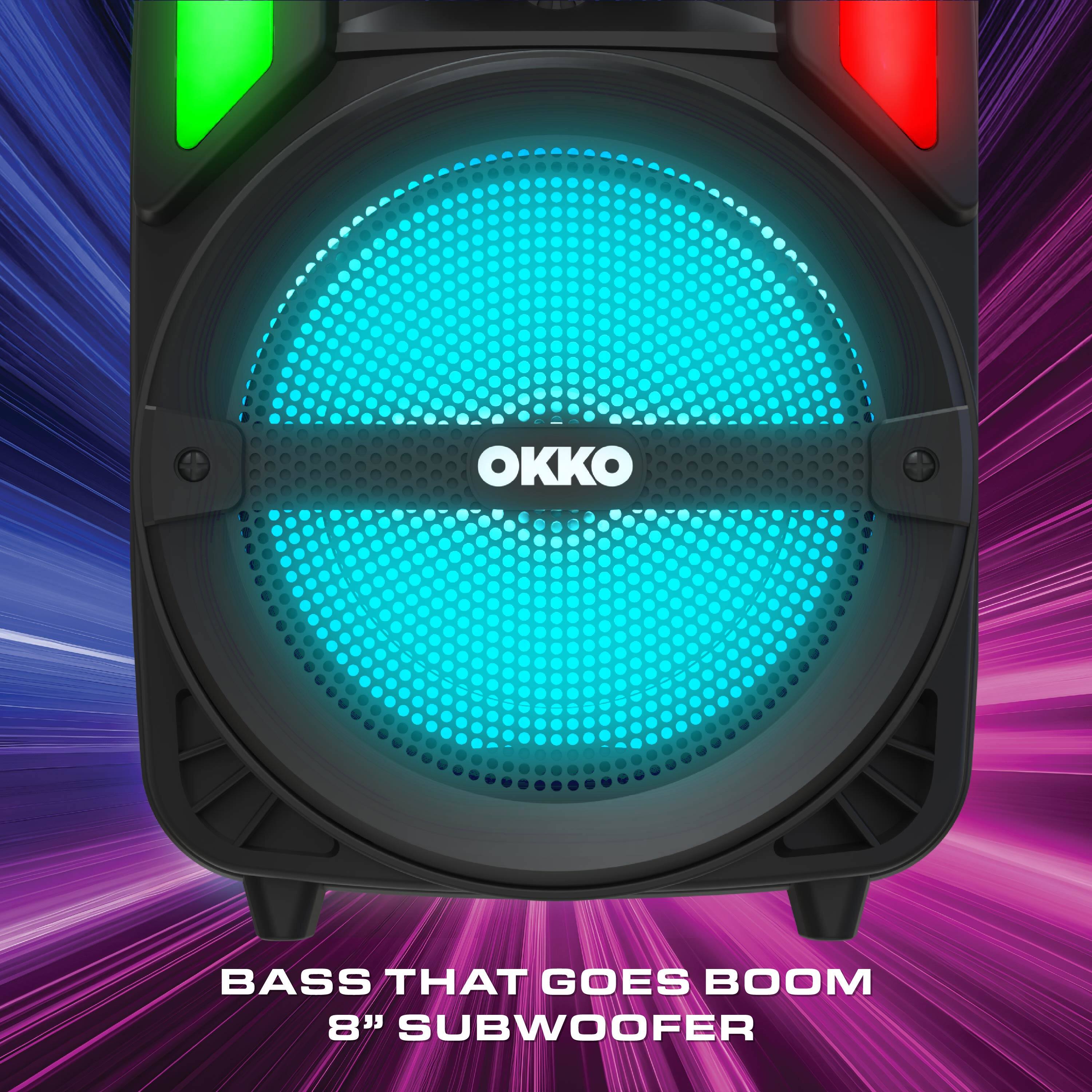 Okko MegaBass V3 LED Jobsite Speaker, Rechargeable Bluetooth Party