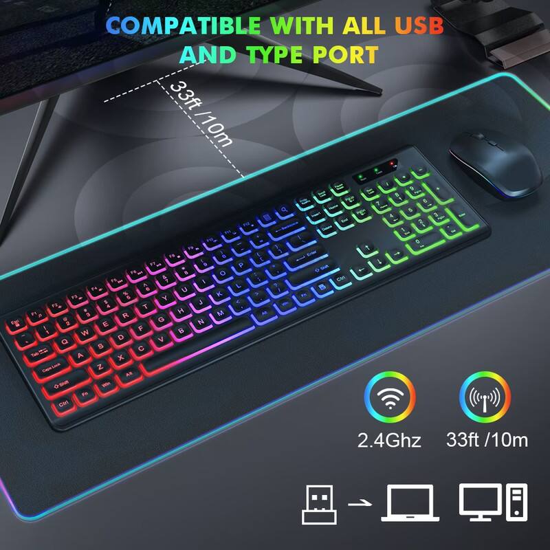 COMPATIBLE WITH ALL USB AND TYPE PORT  
33ft / 10m  
2.4Ghz  
33ft / 10m