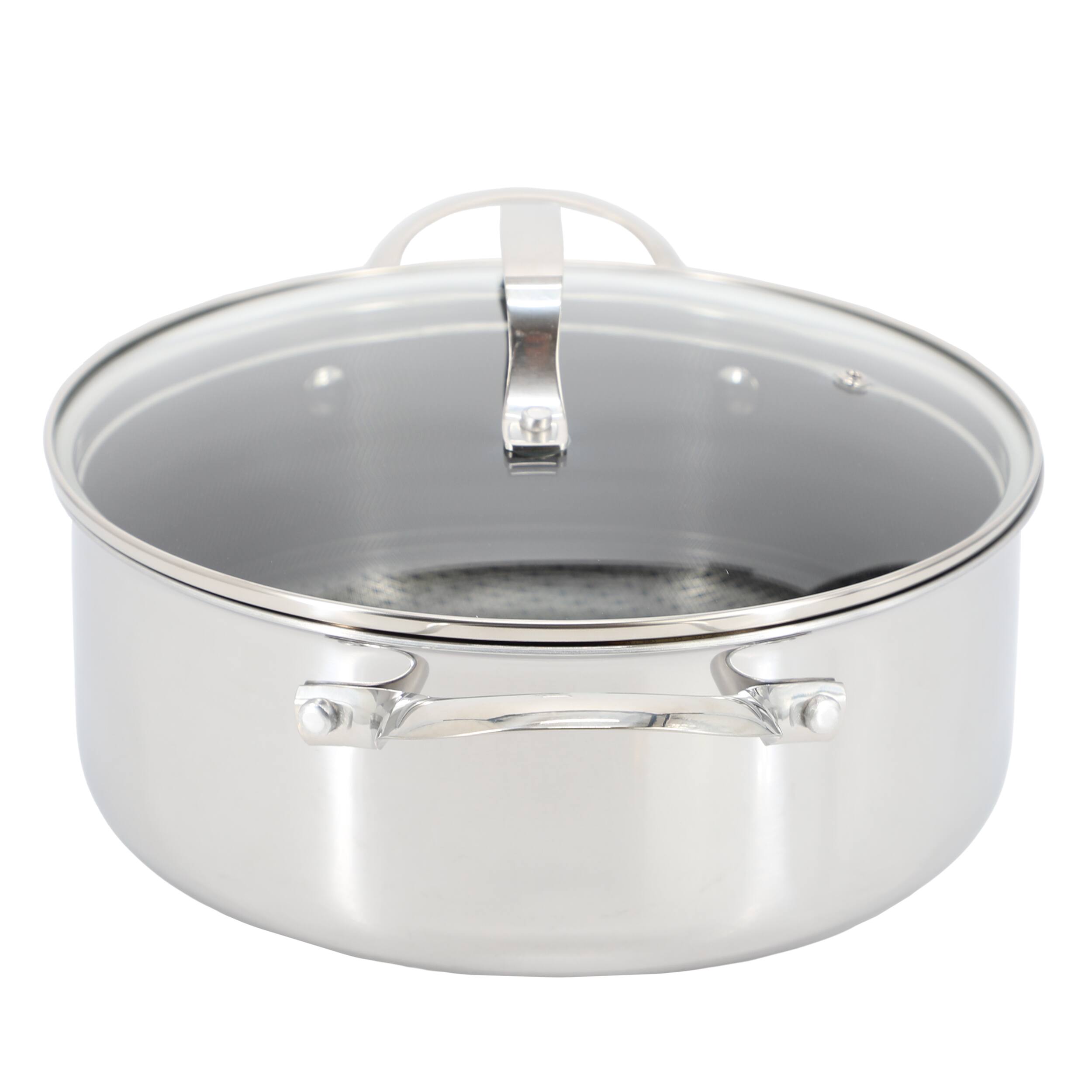 Alt View 2. Oster - Oster Modessa 4.5 Quart Nonstick Triply Stainless Steel Dutch Oven with Honeycomb Design in Silver - Silver.