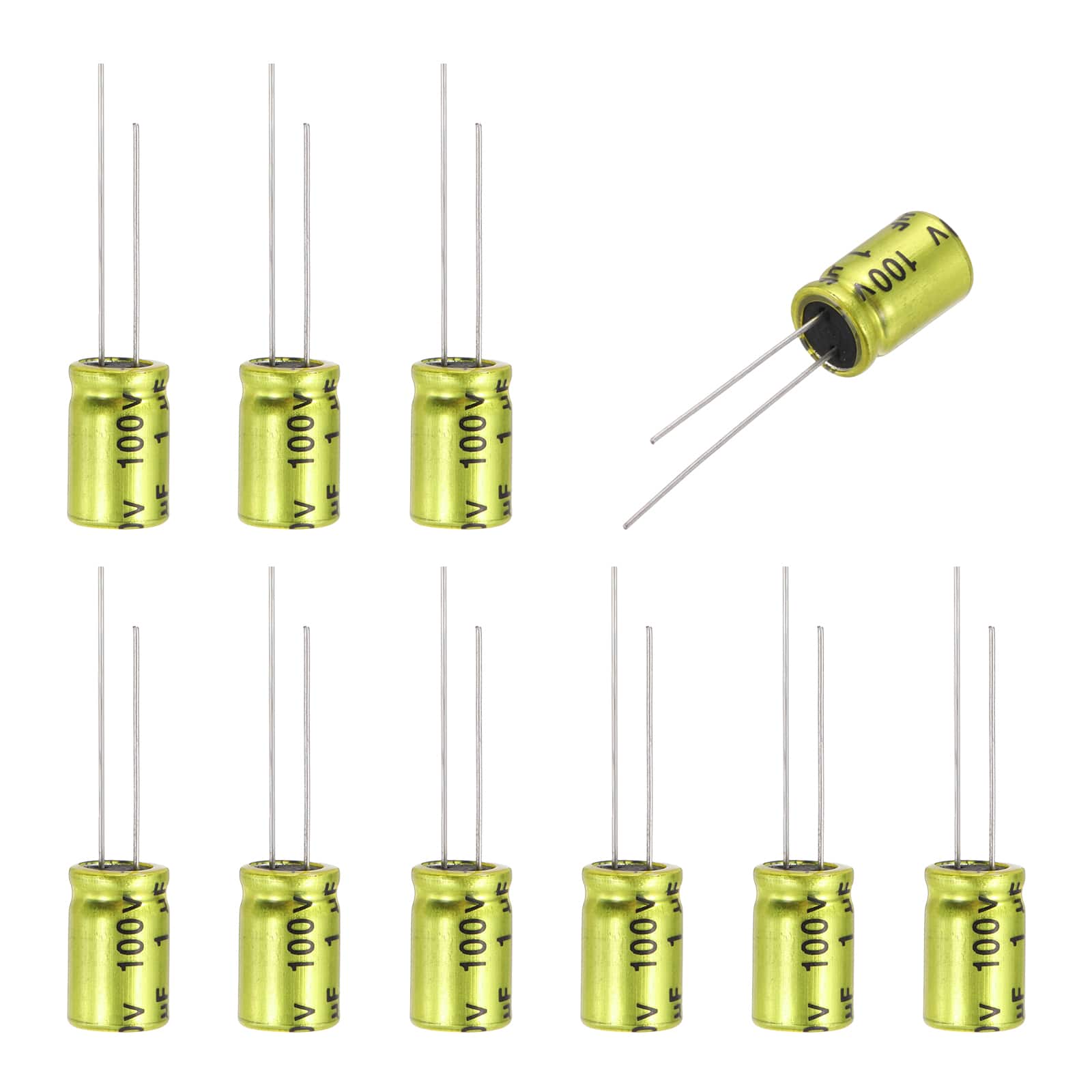 Unique Bargains - 1uF 100V Non-Polarized Electrolytic Capacitor, 8x12mm Aluminum Audio Cap, for DIY Tweeter, 10pcs - Gold price history on PriceWatchPro