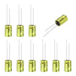 Unique Bargains - 1uF 100V Non-Polarized Electrolytic Capacitor, 8x12mm Aluminum Audio Cap, for DIY Tweeter, 10pcs - Gold
