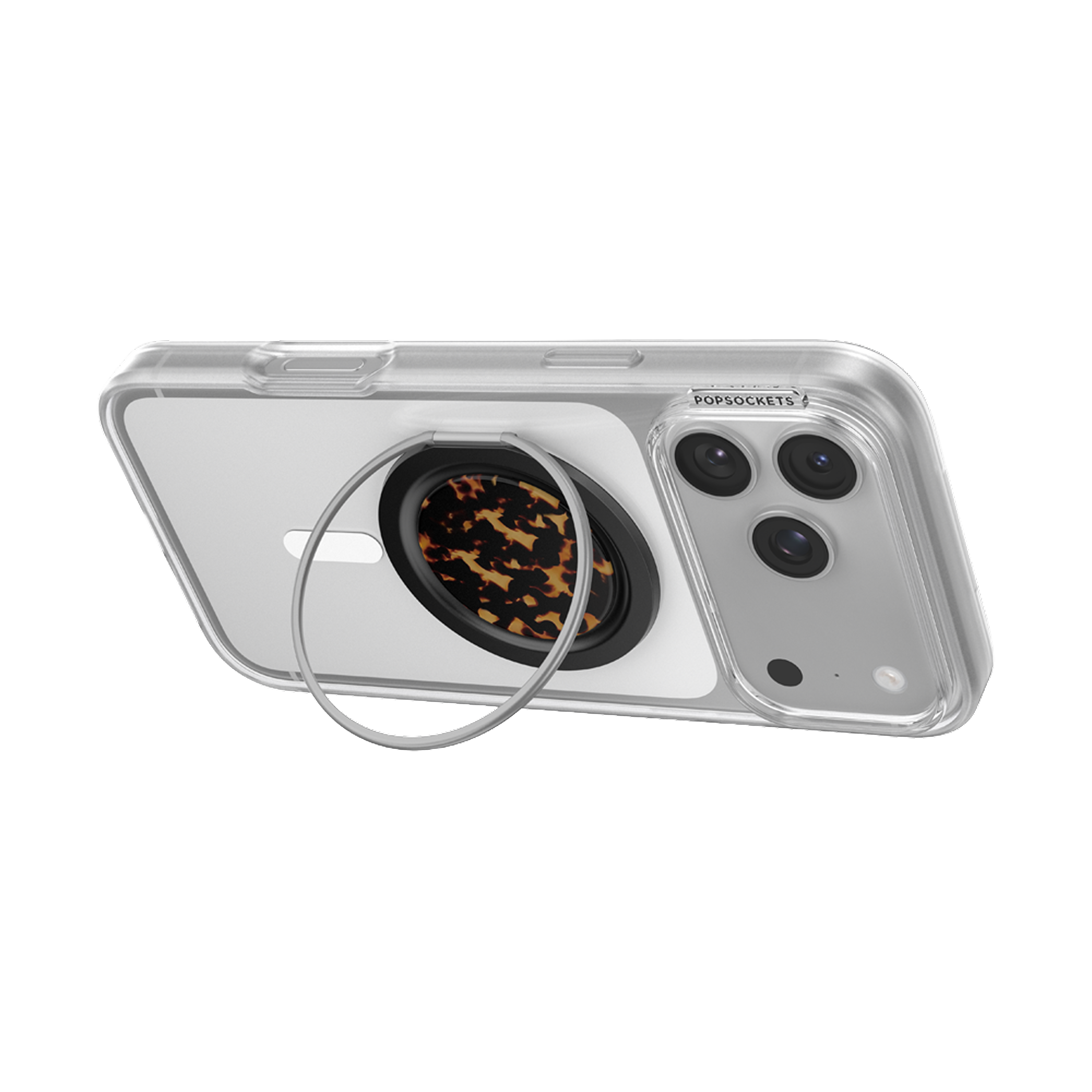 Alt View 8. PopSockets - PopSockets Low-Pro Grip for MagSafe, Ultra-Thin Magnetic Phone Grip with Kick-Out Stand - Tortoise.