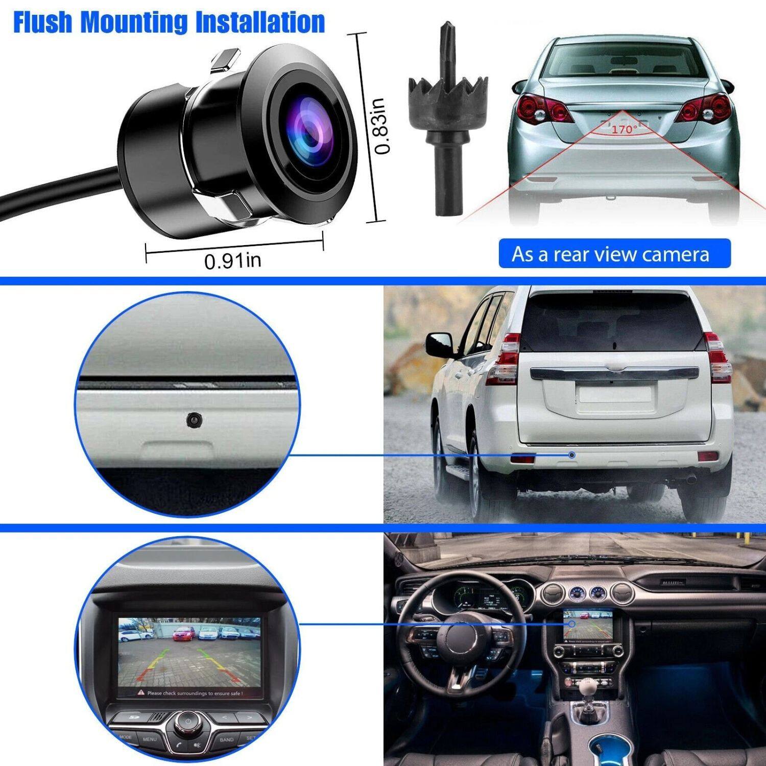 Flush Mounting Installation 0.91in 0.83in As a rear view camera 170