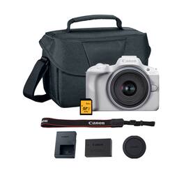Canon - EOS R50 Mirrorless Camera (White) Bundle with Lens, Memory, Bag, and more