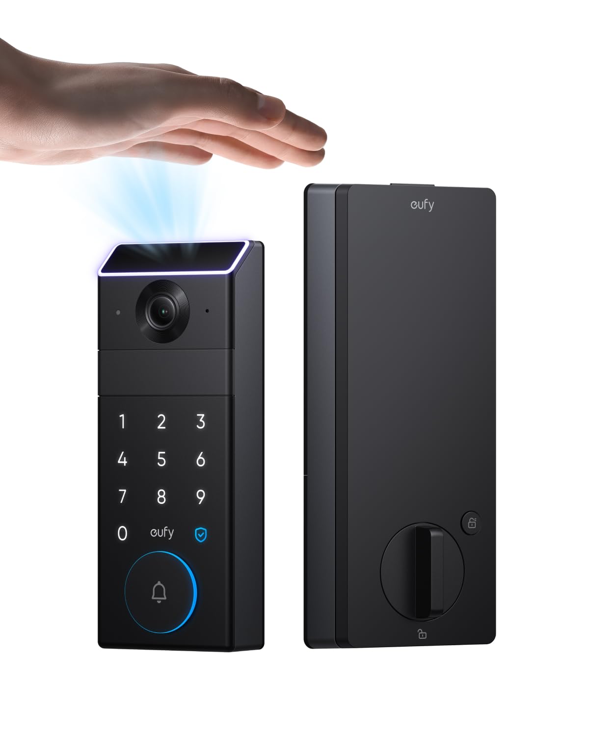 eufy - FamiLock S3 Smart Lock, Palm Vein Recognition, 3‑in‑1 Wi‑Fi Deadbolt+2K HDR Camera+Doorbell, Grade 1, No Fees