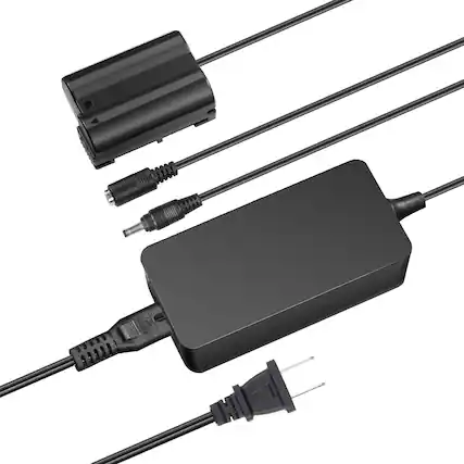 Front. Neewer - Dummy Battery & AC Adapter for Nikon EP-5B/EN-EL15, Continuous Power - Black.