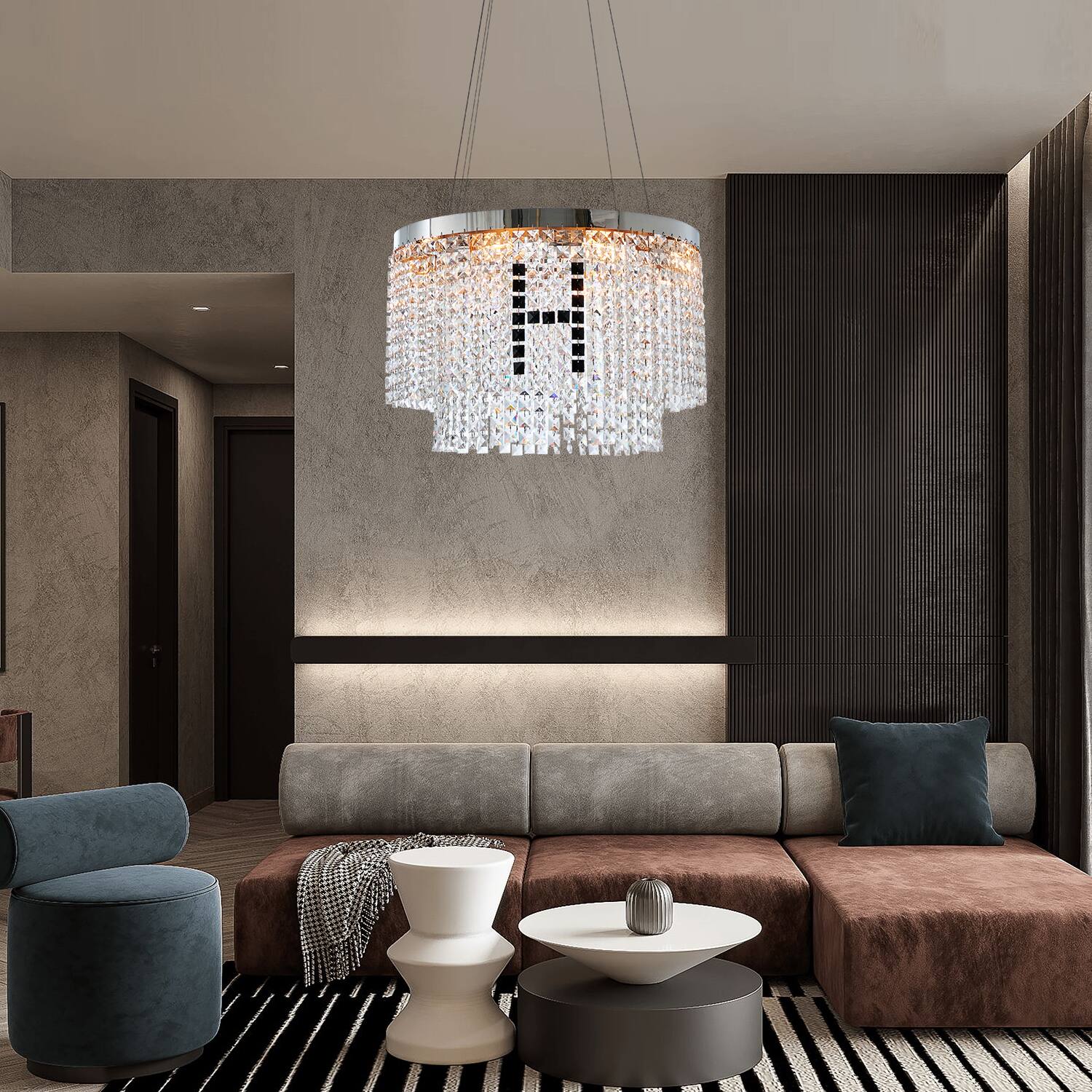 Angle. APRILSOUL - Modern Crystal Chandelier for Living-Room Round Cristal Lamp Luxury Home Decor Light Fixture.