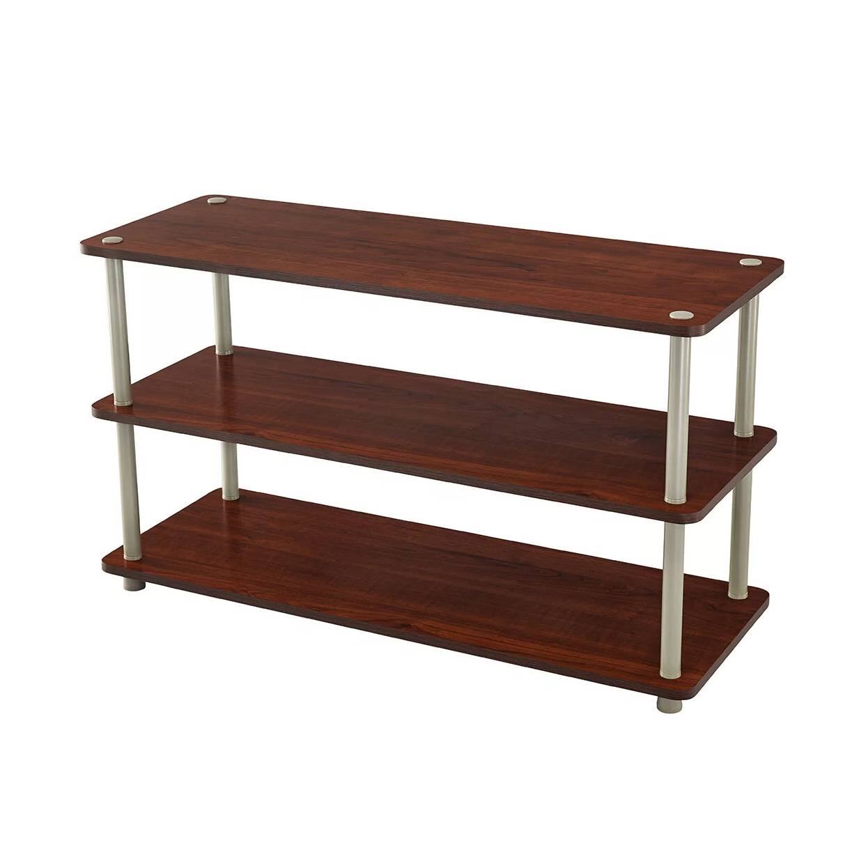 Angle. Hivvago - Dark Cherry 3-Shelf Modern Shoe Rack - Holds up to 12 Pair of Shoes - Dark Cherry.