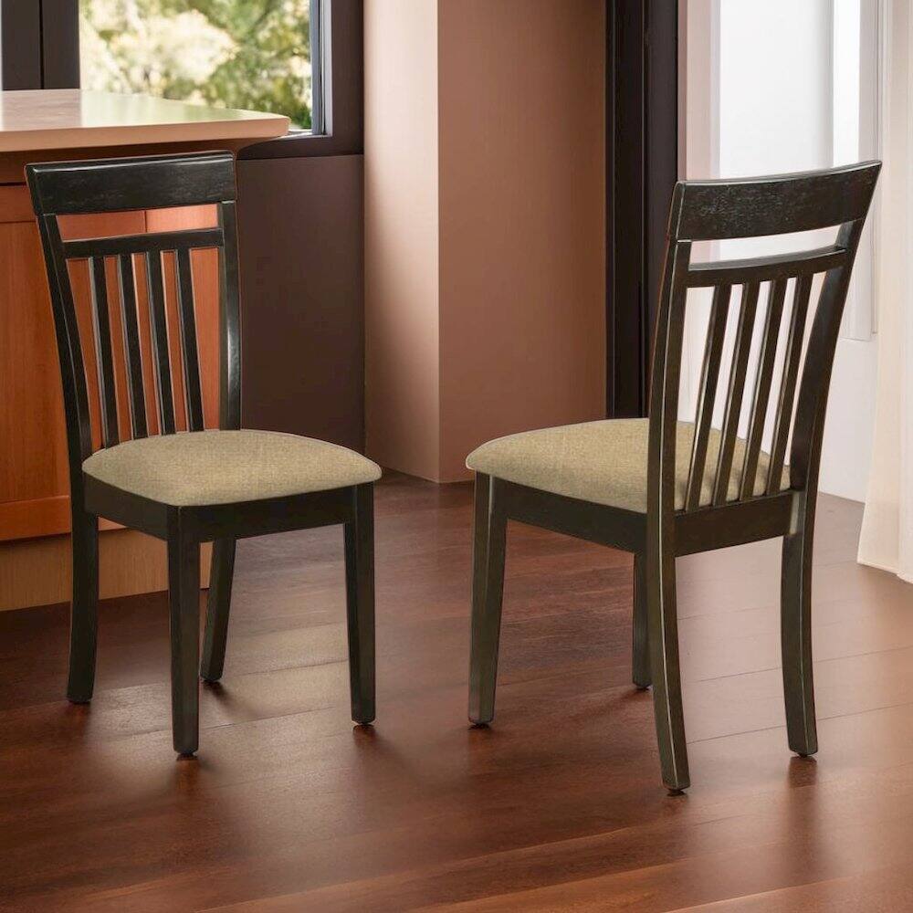 Back. FurniFact - Elegant Slat Back Dining Chairs – Wooden Kitchen Chairs - Cappuccino.