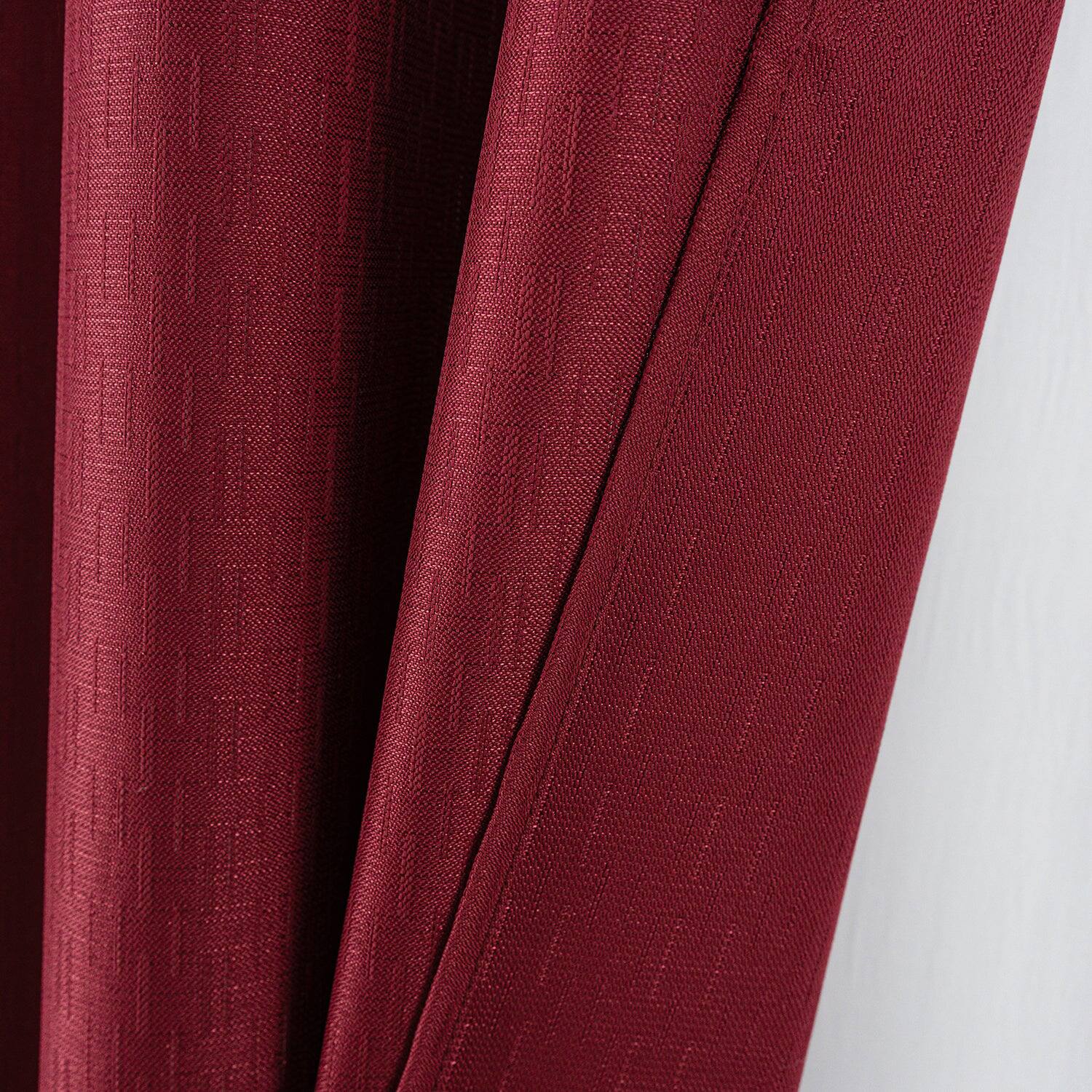 Left. RT Designers Collection - RT Designers Collection 100% Polyester 140 GSM Sedona Jacquard Grommet Curtain Panel 54" x 84" Burgundy - Burgundy.
