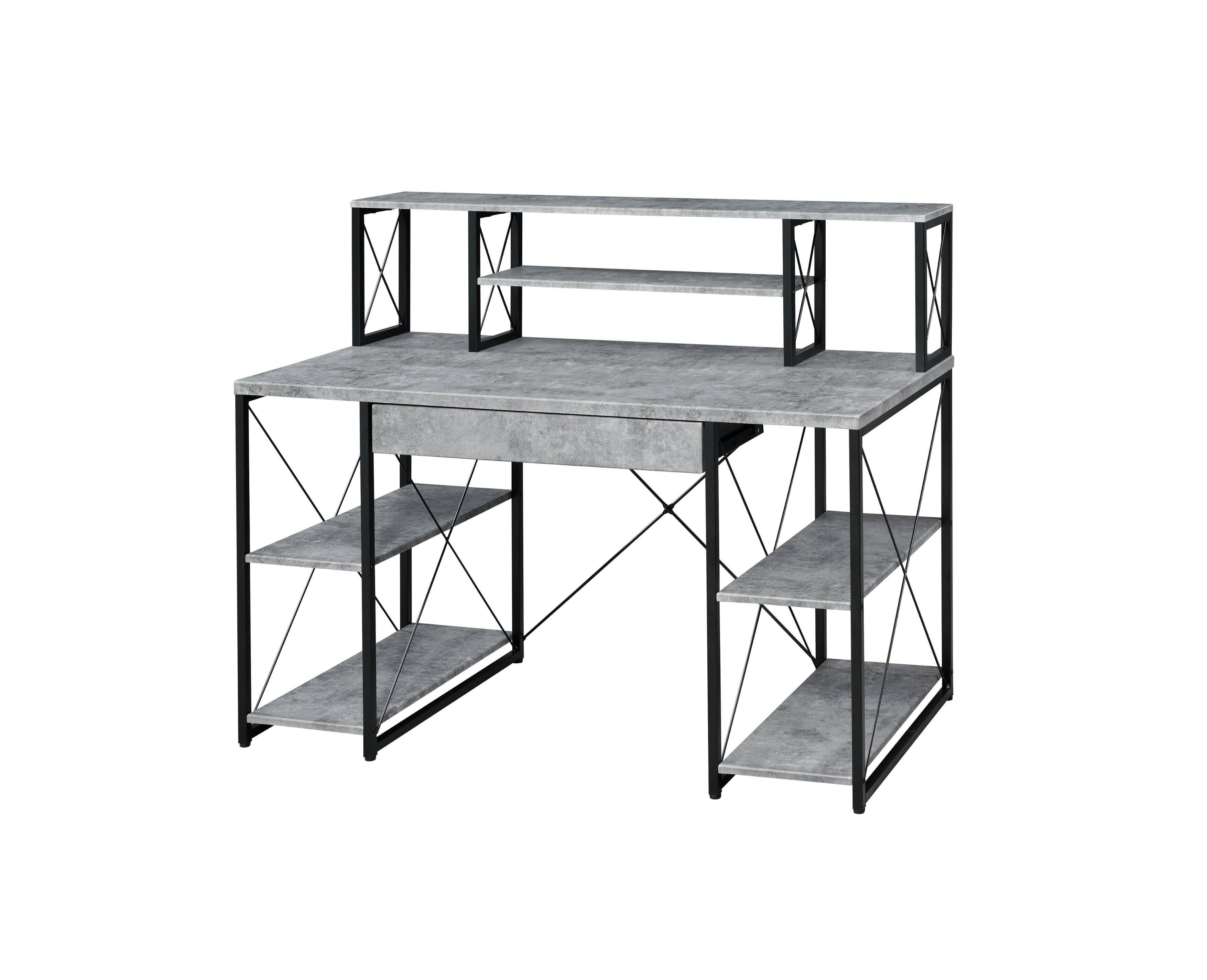 Left. Forest'nSky - All Purpose Writing Desk, Gray Finish Computer Table for Home Office, Study, or Bedroom, Modern Style - Gray.