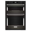 KitchenAid - 27" Built-In Electric Convection Double Wall Combination with Microwave and Air Fry Mode - Black Stainless Steel
