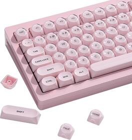 Womier - 128 Keys PBT Keycaps,Foundation Jelly Keycaps MOA Profile for US layout MX Stem Switch Mechnical Keyboard - Pink