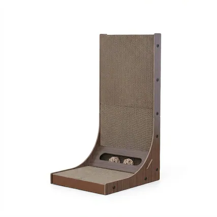 Front. PetPals - Poly Angled Cat Scratcher - Brown.