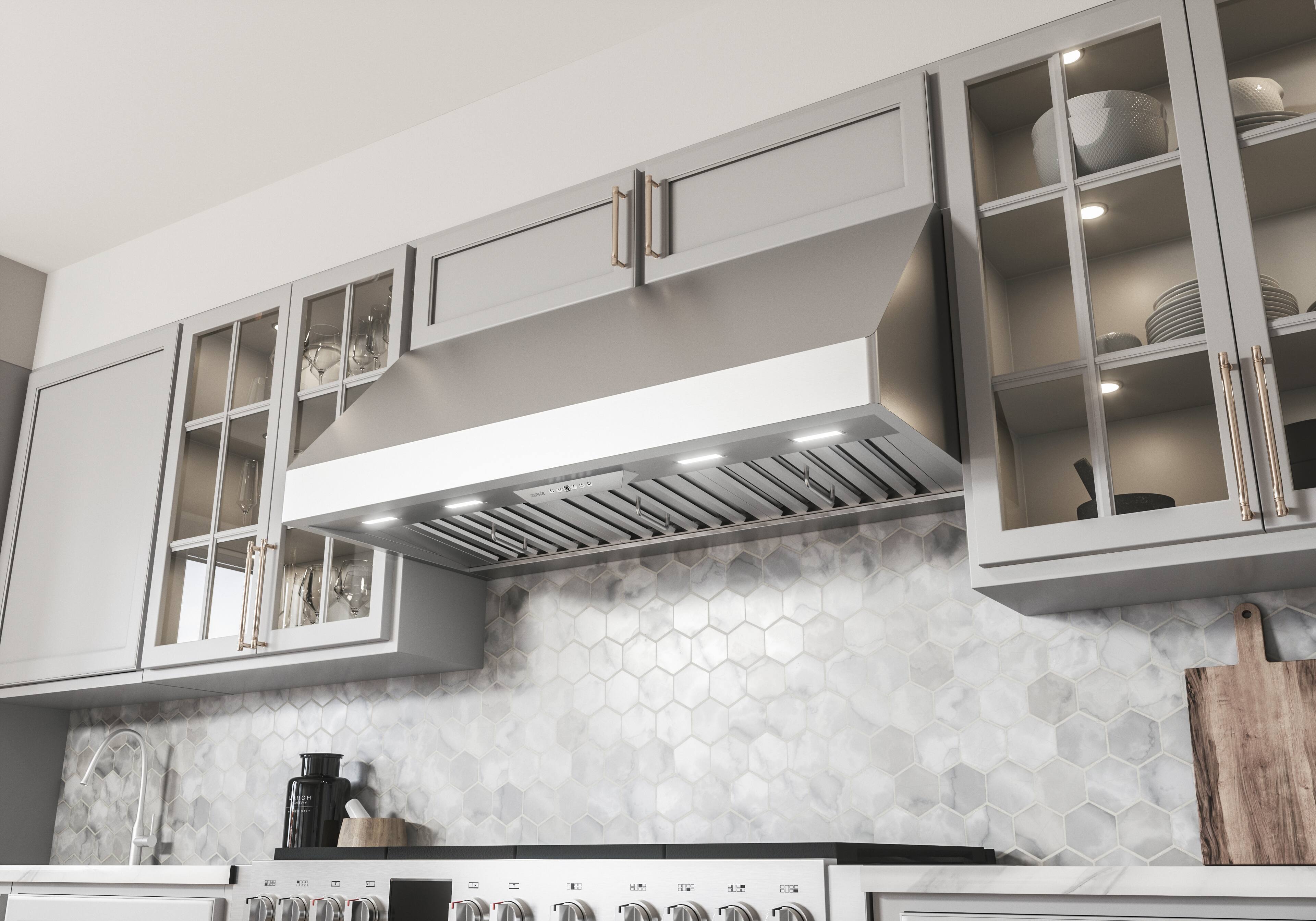 Alt View 12. Zephyr - Tempest II 54 in. 650 CFM Wall Mount Range Hood with LED Light - Stainless Steel.