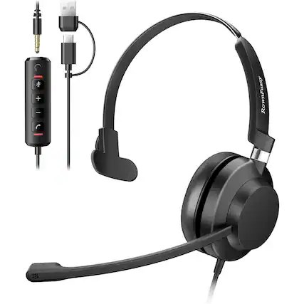 Front. Rownfusny - Rownfusny R01S USB Wired Headset With Mic & Volume Control.