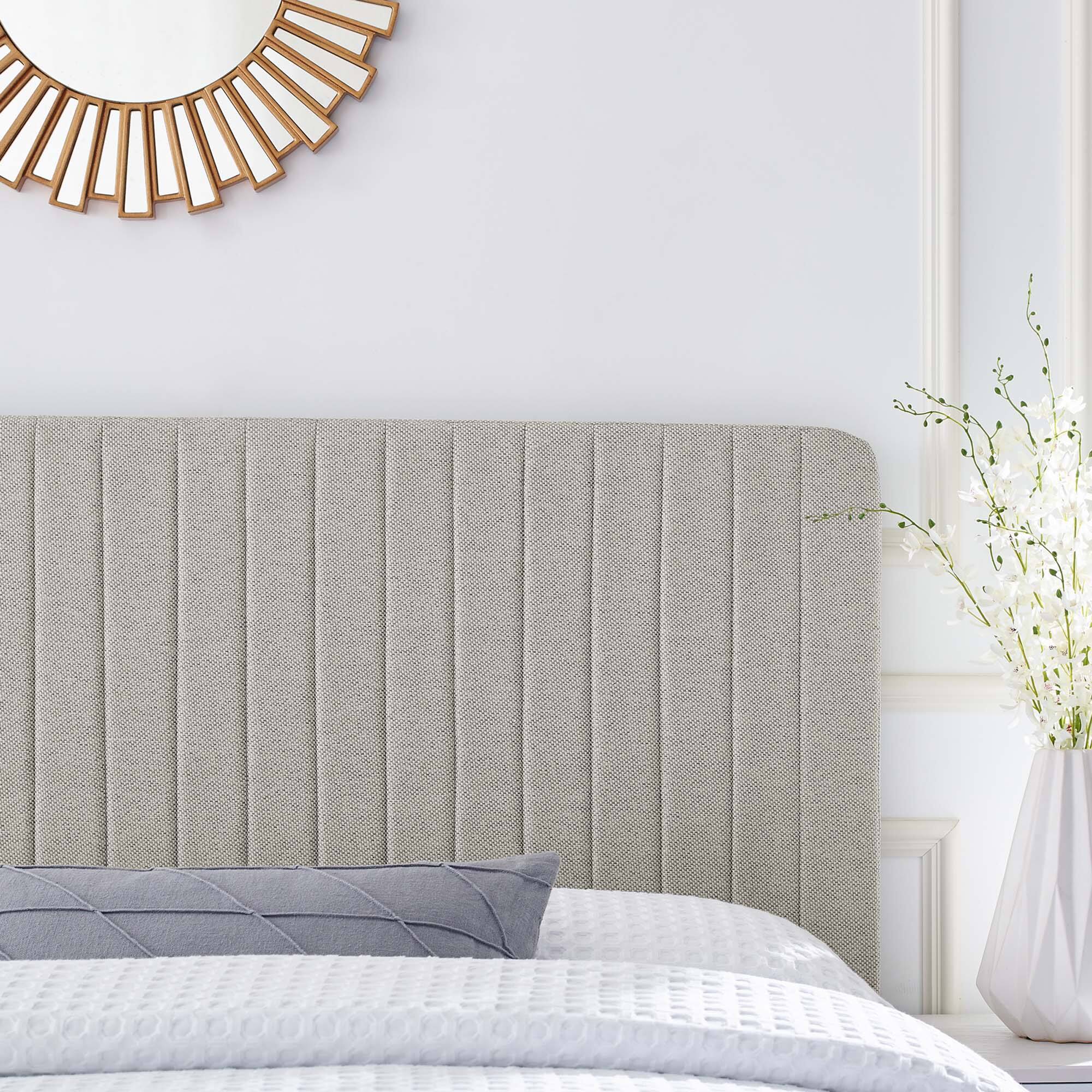 Alt View 4. Modway - Milenna Channel Tufted Upholstered Fabric King/California King Headboard by Modway - Oatmeal.