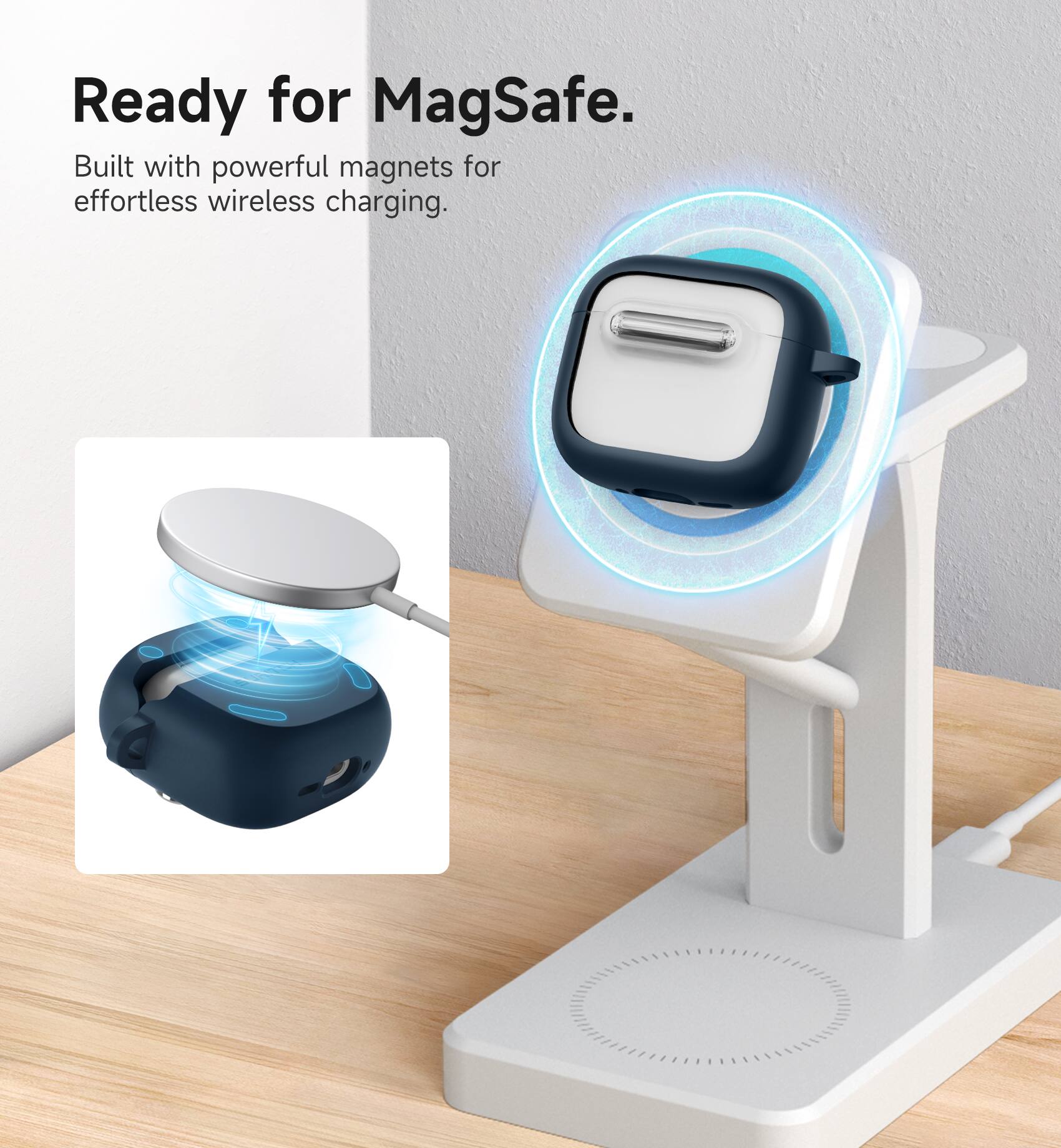 Ready for MagSafe.  
Built with powerful magnets for effortless wireless charging.