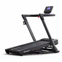 MERACH - Folding Treadmill 18% Auto Incline, 47"x18" Belt, 0.6-8.7MPH, 3.5HP Brushless, 350lbs,Screen, APP, Heart Rate - Black