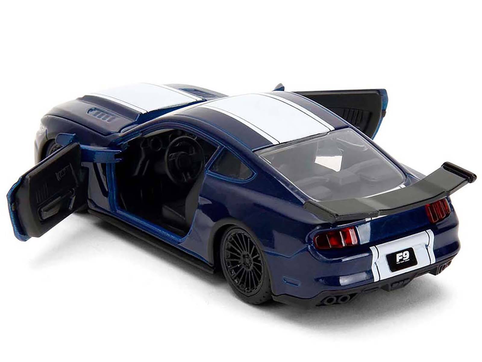 Alt View 3. Jada - 2016 Ford Mustang GT Dark Blue Metallic with White Stripe "F9" (2021) "Fast & Furious" Series 1/32 Model Car by Jada.