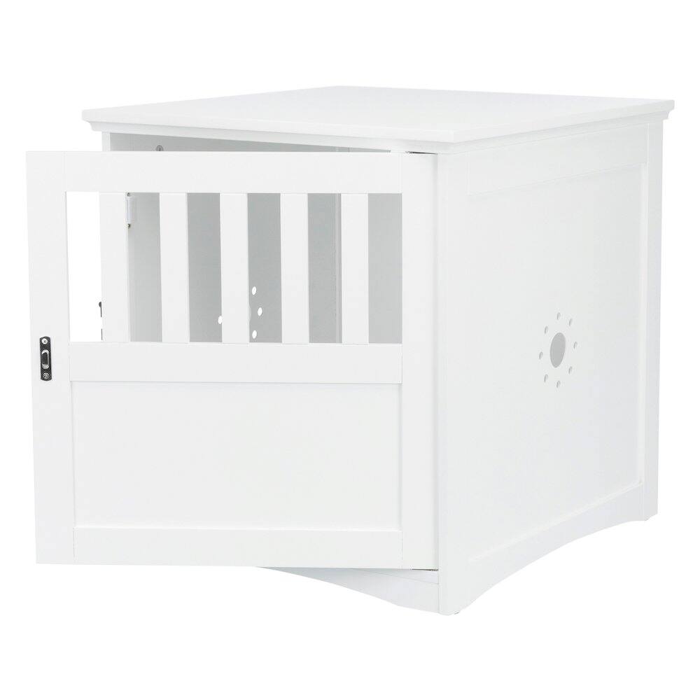 Back. TRIXIE - 1-Door 20" Wooden Indoor Furniture Style Crate for Small Dogs, White.