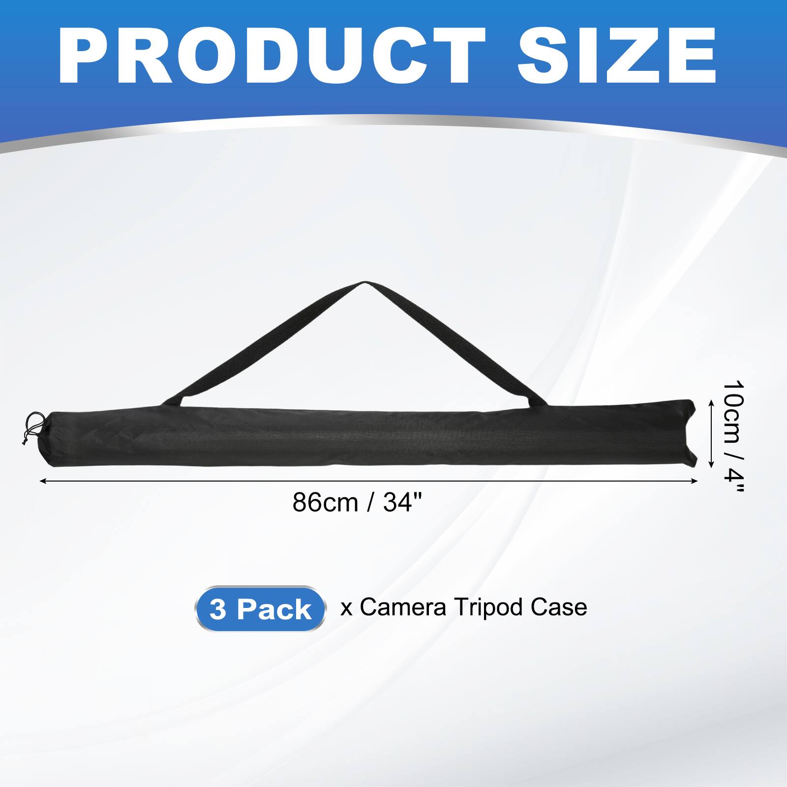 PRODUCT SIZE  
86cm / 34"  
10cm / 4"  
3 Pack x Camera Tripod Case