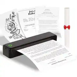 Luckbyte - Portable Wireless A4 Thermal Printer - Inkless Bluetooth Travel Printer for iOS, Android & Laptop, Supports US Letter - Black