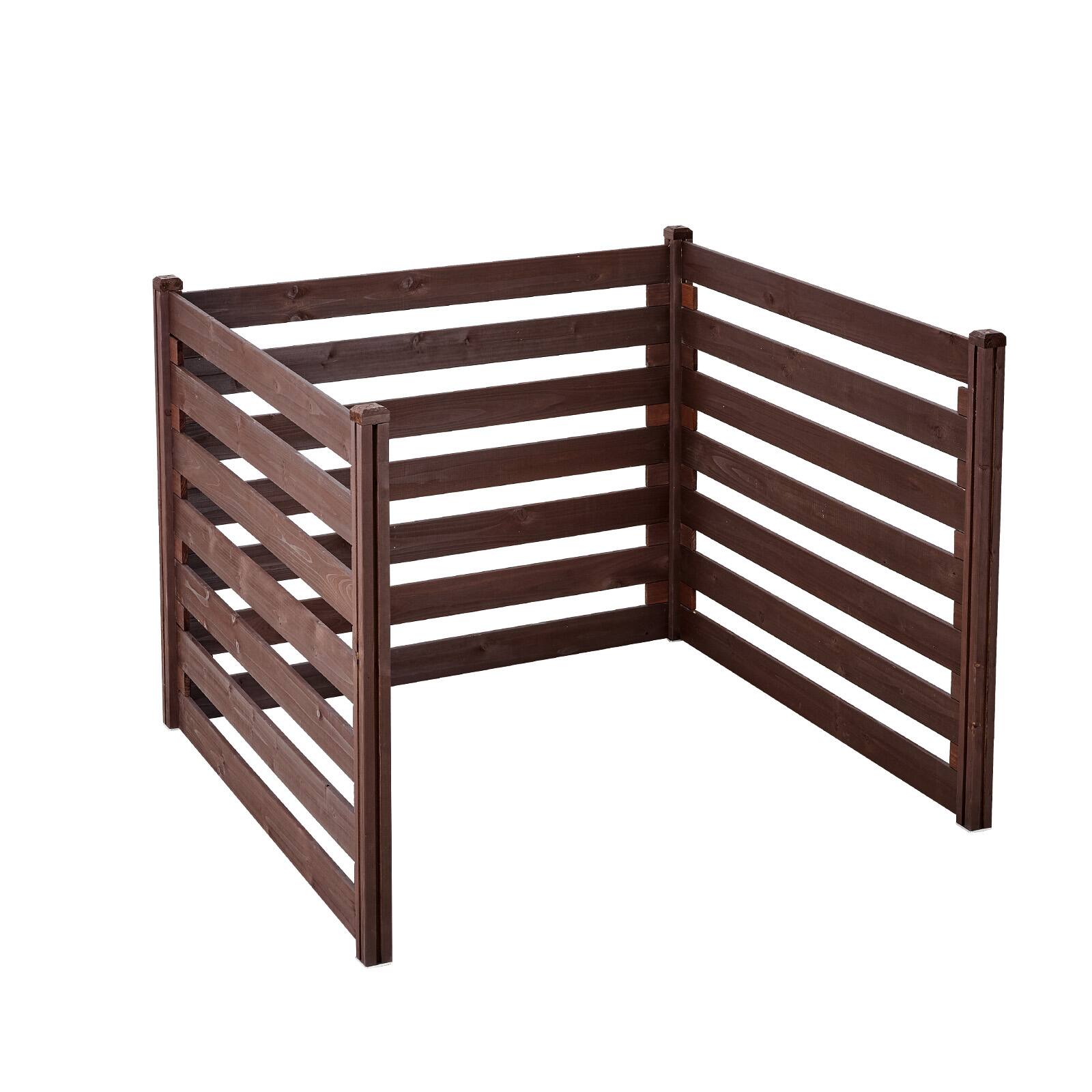 Alt View 5. VEVOR - Wooden Privacy Fence, 48 x 37 inch Air Conditioner Fence, 3 Panel Solid Outdoor Wood Privacy Screen with Metal Stakes - Wood brown.